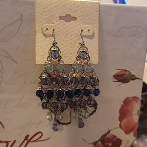 Beautiful silver blue purple long earings